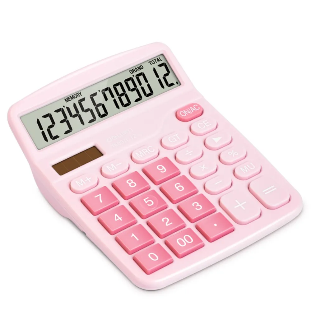 

12 Digits Electronic Calculator Dual Power Supply Accounting Tools Scientific Calculator Lightweight Portable Solar Calculator