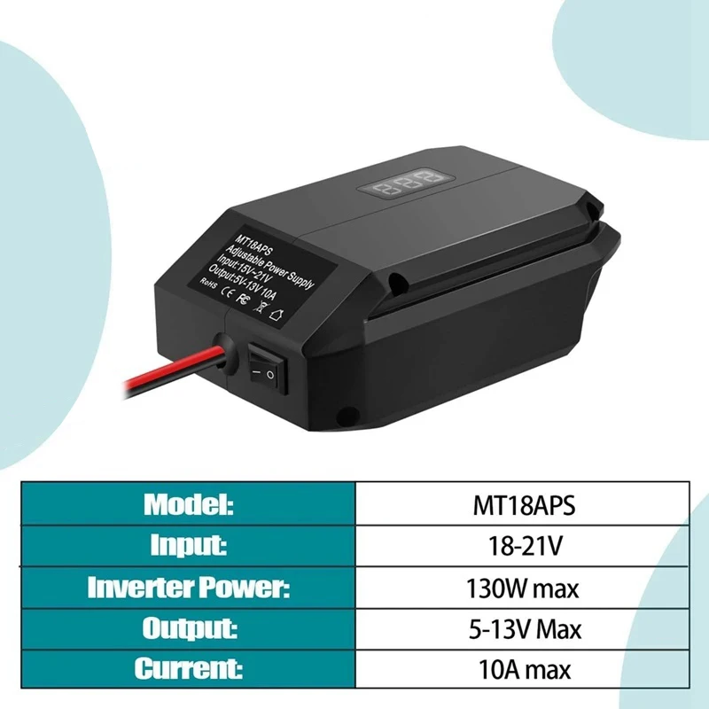 MT18APS 18V To 5-13V Step Down Converter for Makita 18V Li-ion Battery Adapter Cigarette Lighter Power Adapter Voltage Regulator