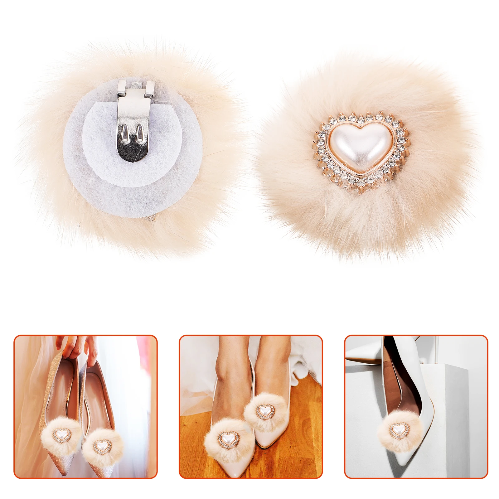 

2pcs Shoe Clips For Women Handmade Bridal Decorative Removable Pom Pom Buttons Embellishment High Heel Wedding Flat Sneaker
