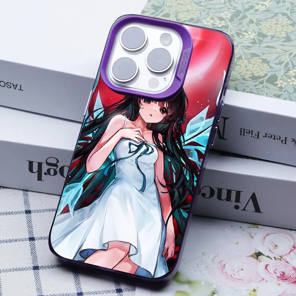 Saya no Uta حافظة هاتف محمول لهاتف آيفون 17 16 15 14 13 12 11 X XR XS 8 7 Pro Max Plus غطاء أرجواني شفاف فاخر جميل