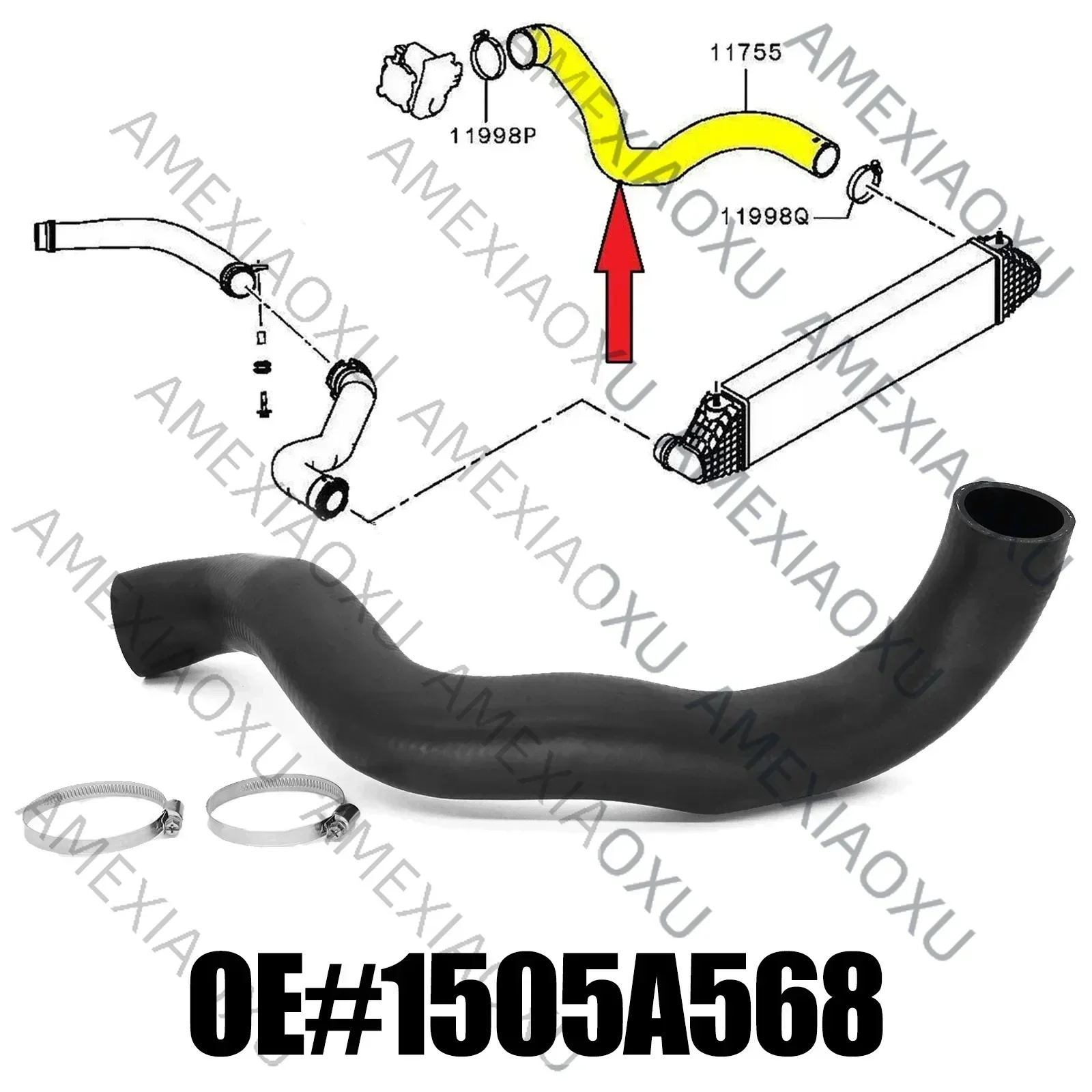 Engine Turbo Intercooler Hose Pipe For Mitsubishi Outlander GG_W GF_W ZJ ZL ZK 2.2 DI-D GF6W 2.2Di D 150Hp 1505A568 1505B318