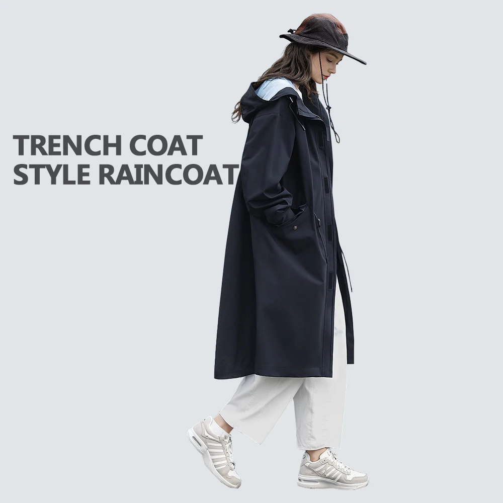 

Waterproof Long Womens Raincoat Outdoor Windproof Thermal Jacket 3 Layer Rainwear for Hiking Travel