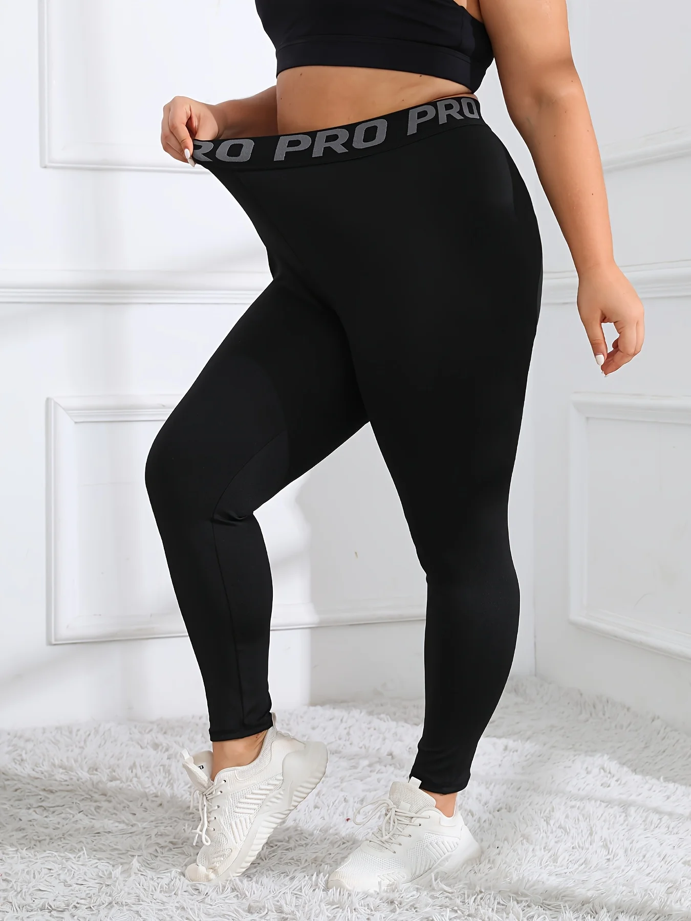 

Plus Size Women Letter Yoga Pants Fitness High Waist Leggings Workout Tights Stretchy Sports Gym Bottoms 0XL-4XL