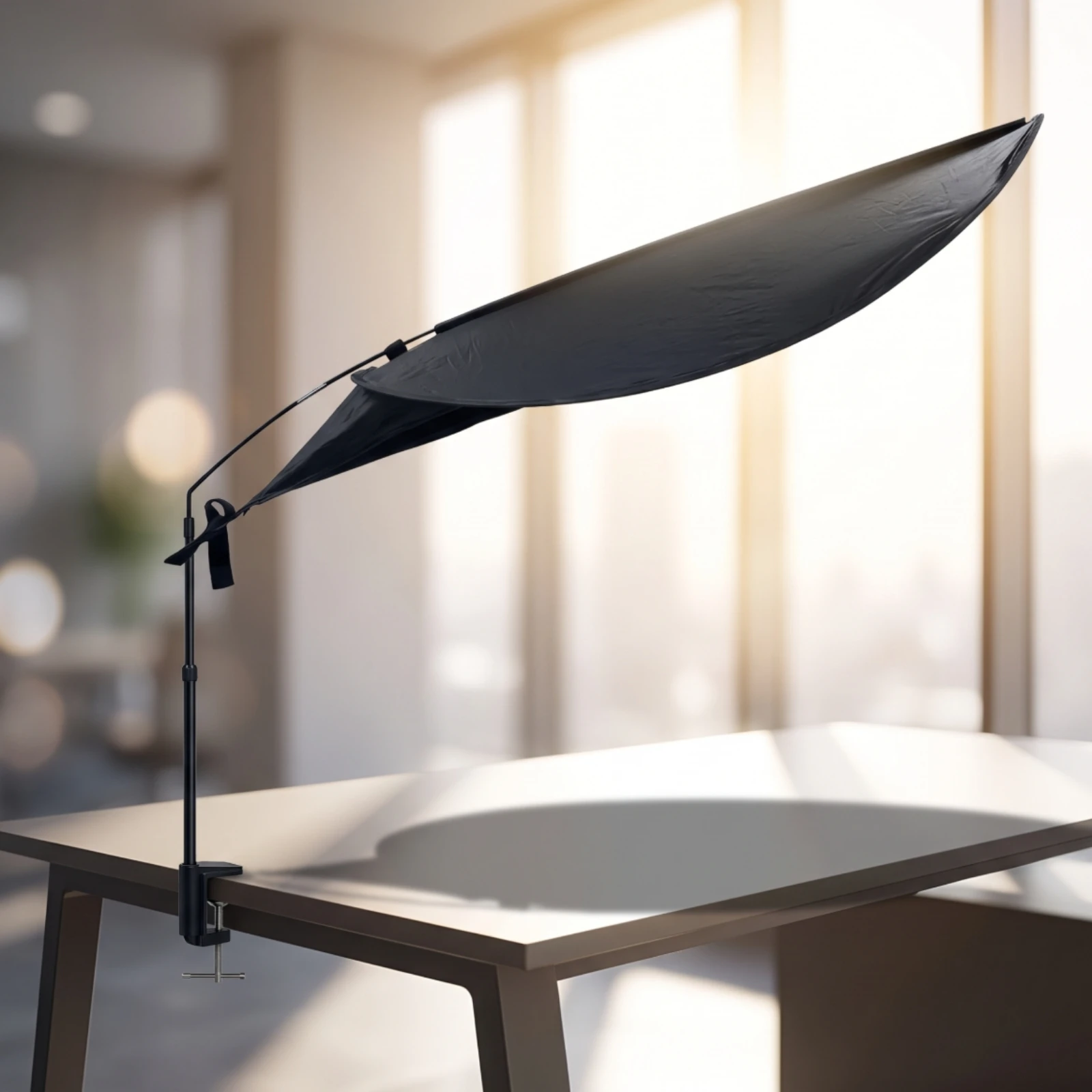 Desk Sunshade with Clamp Black Workstation Sunshade with Storage Bag Shade Screen Adjustable Canopy Telescopic