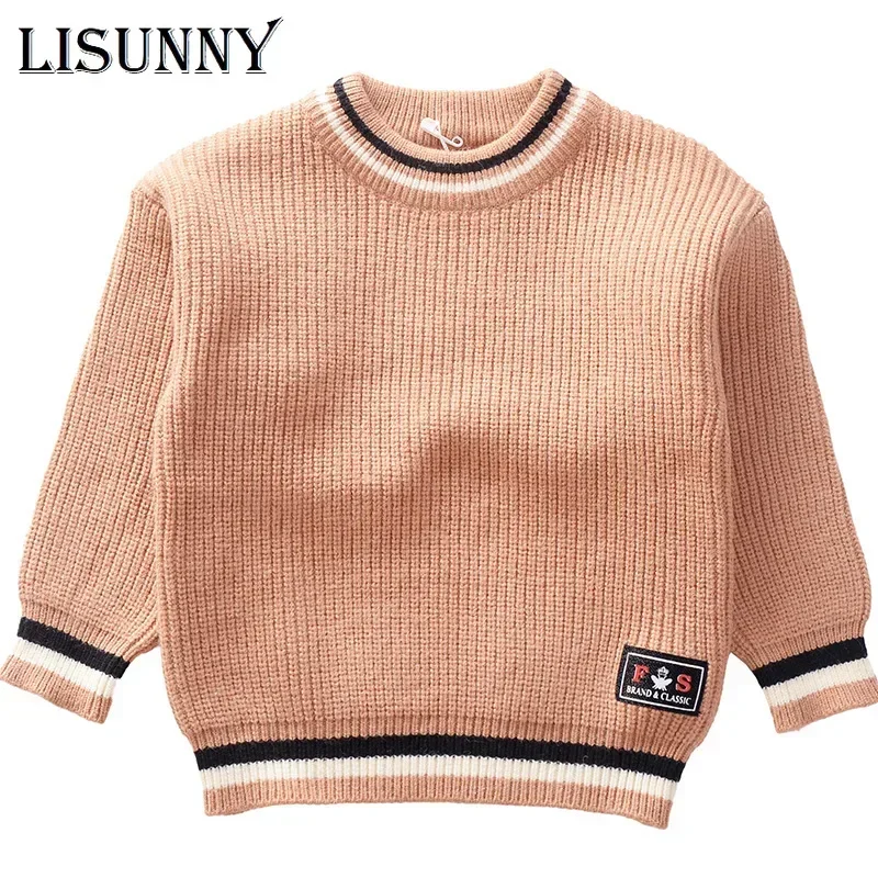 Autumn Winter 2024 Baby Boys Sweater Children knitted Clothes Kids Pullover Jumper Toddler Striped European American Style Boy