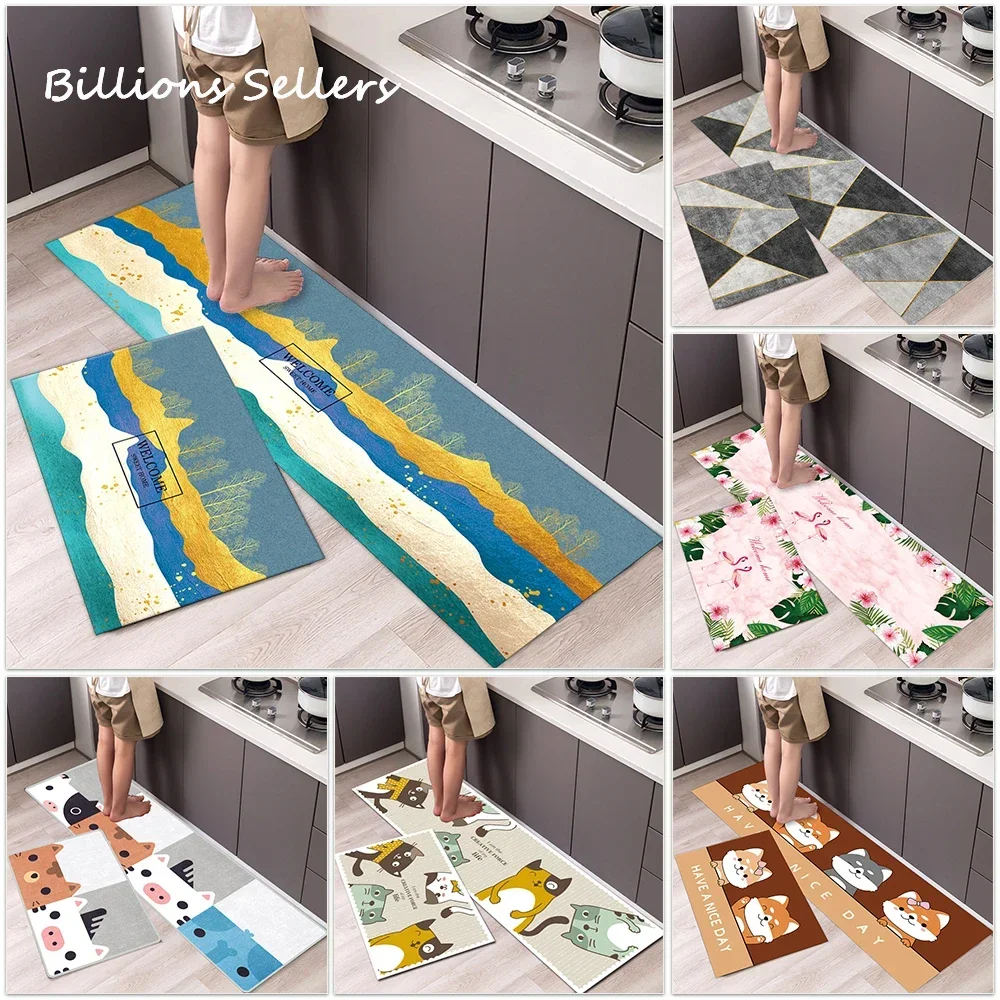 Absorbent Kitchen Rug Floor Mat Absorb Oil Kitchen Long Area Rug Bedroom Carpet Bathroom Entrance Doormat Home Decor