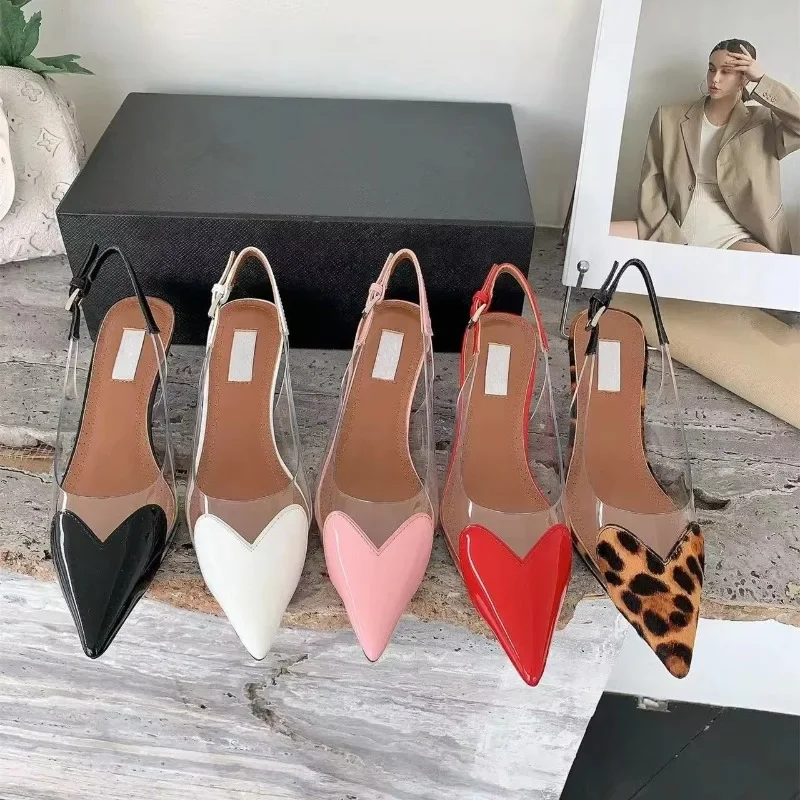 

Designer Brand Women's Shoes Leather Sexy Slippers Women's Slim Heels High Heels Sandals Summer New Collection 2024 Trend