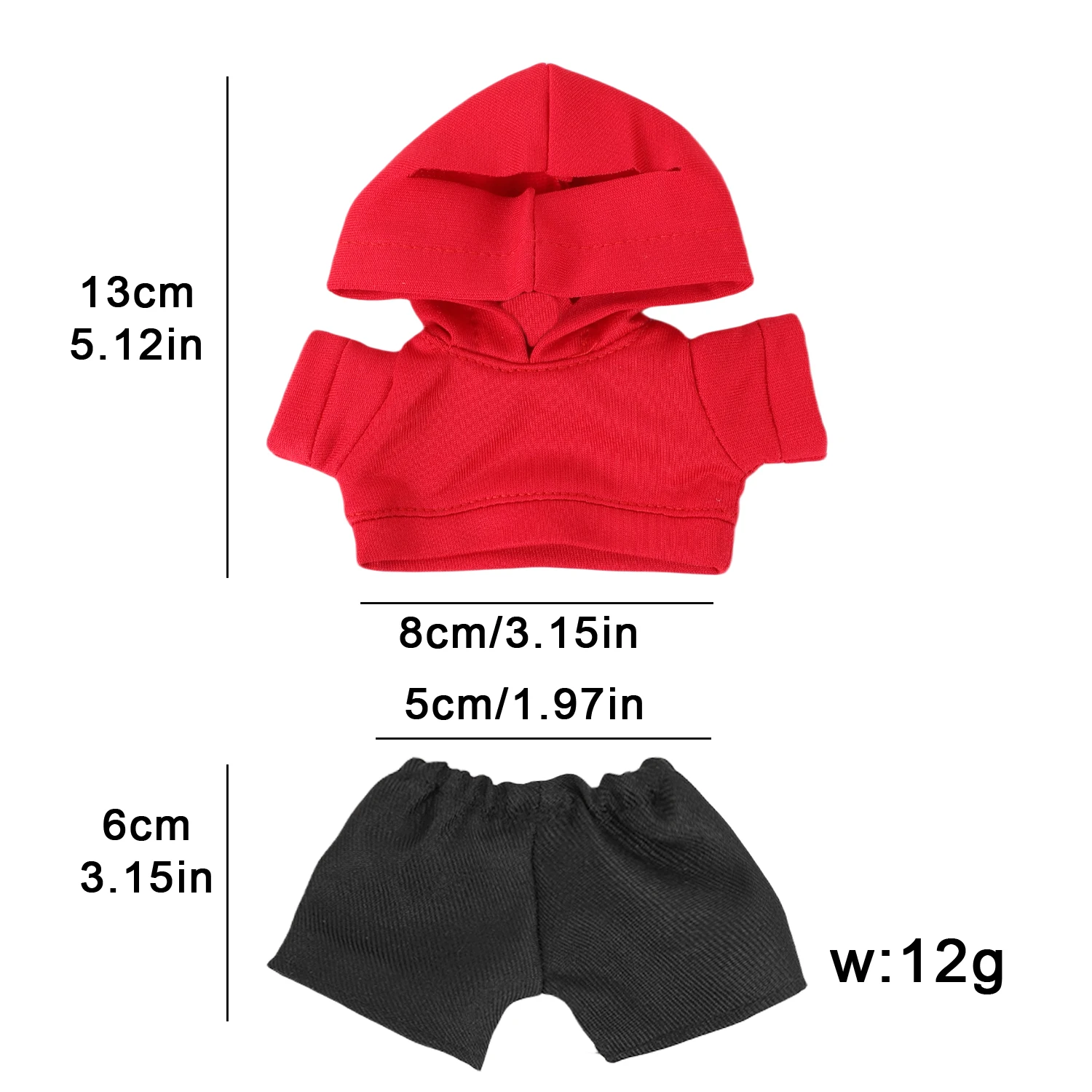 17cm Labubu Doll Clothes Suit Red Hoodie+Black Shorts Outfit For V1 V2 Labubu Girl Dolls Toy Cotton Dolls Accessories