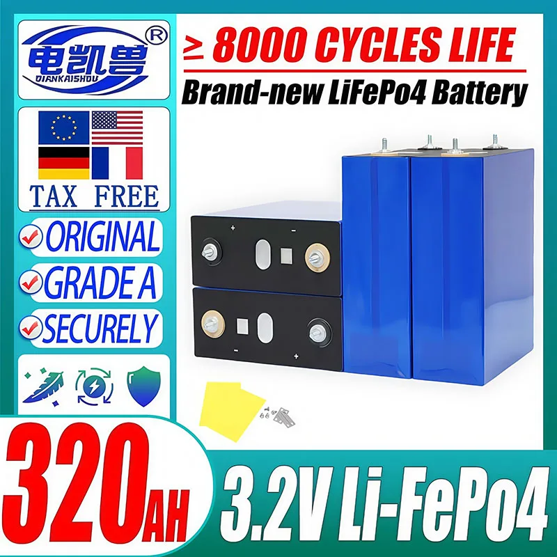 

1-16pcs New 3.2V 320AH LiFePo4 High-capacity Battery DIY 12V 24V 48V Camping car Golf cart Rechargeable Battery Tax Free Grade A
