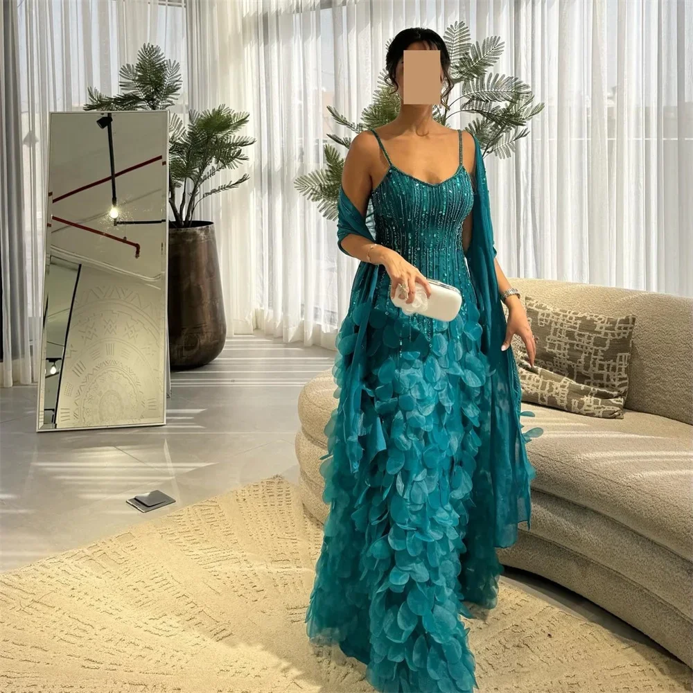 Saudi Arabia Evening Gown Dearin Jewel A-line Floor Length Skirts Flower Tulle Bespoke Occasion Dresses Formal Prom Dress