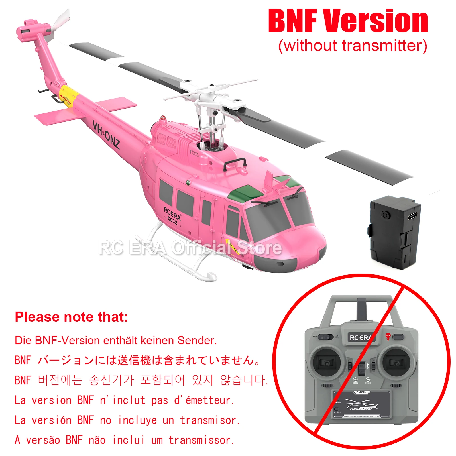 RC ERA C032 UH1 Huey Weathered Marine 6-Kanal-RC-Hubschrauber mit optischem Fluss TOF, automatisch stabilisierte Fernbedienung, Hobbyspielzeug für Jungen