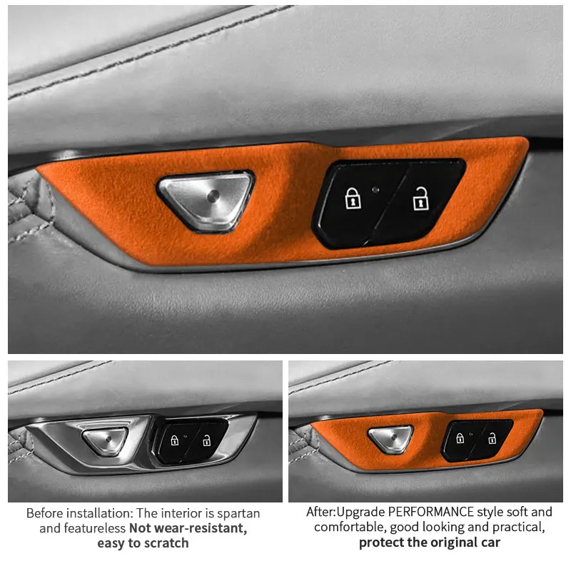 Made of Alcantara For Chevrolet Corvette C8 Door Control Panel Switche Button Boot Cover Trim Sticker Car Interior Accessories view 2