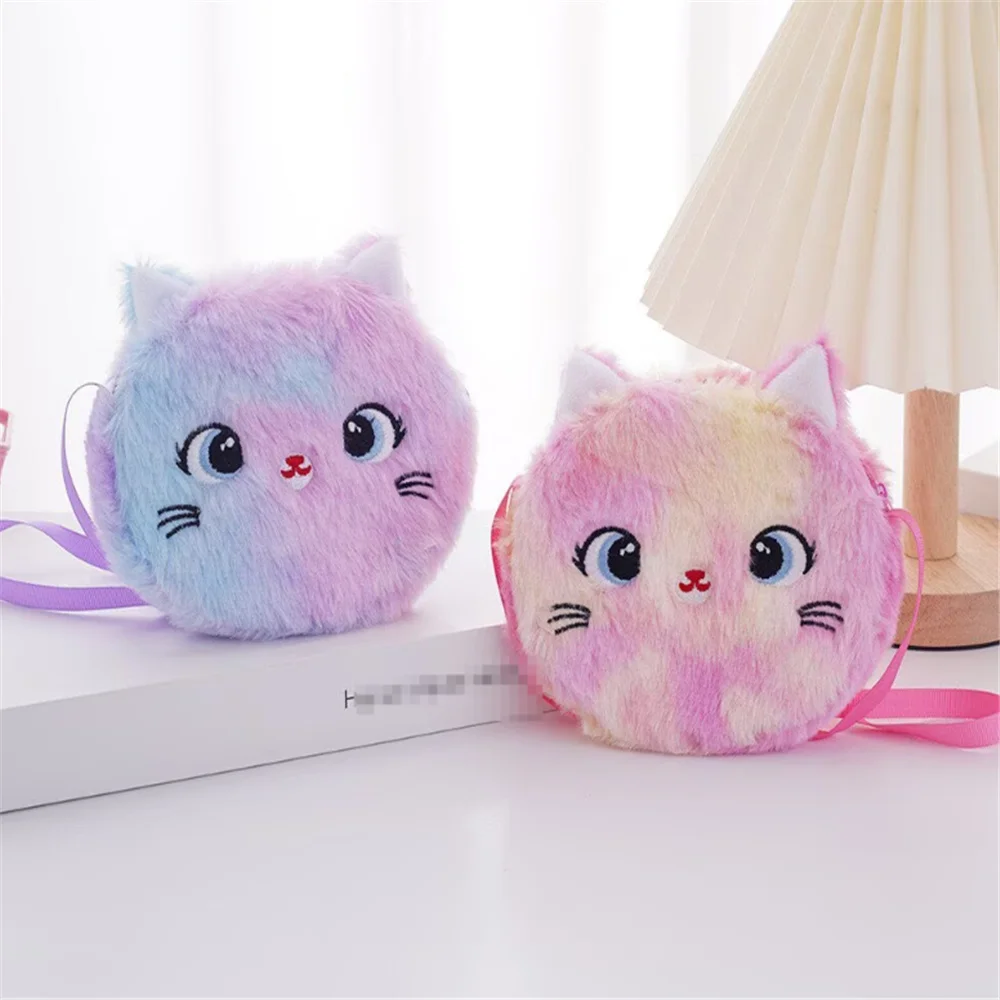 1X لون عشوائي، 13 * 12 سم حقيبة قطة قطيفة، حقيبة ماسنجر، محفظة حقيبة العملات المعدنية #4