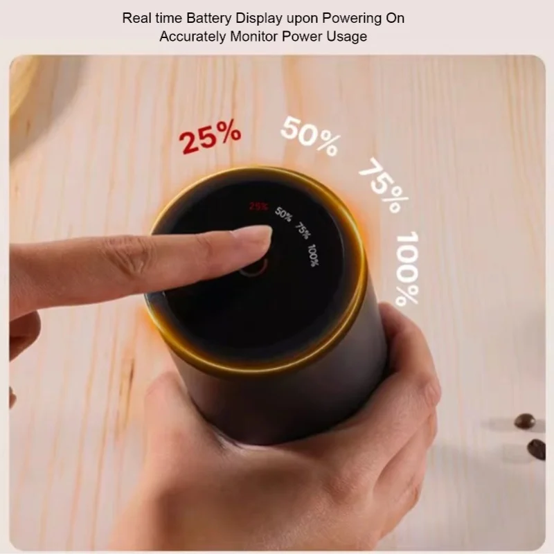 Removable Chamber Coffee Grinder 110ml One Touch 38 Speeds USB Rechargeable Black Powder Mill