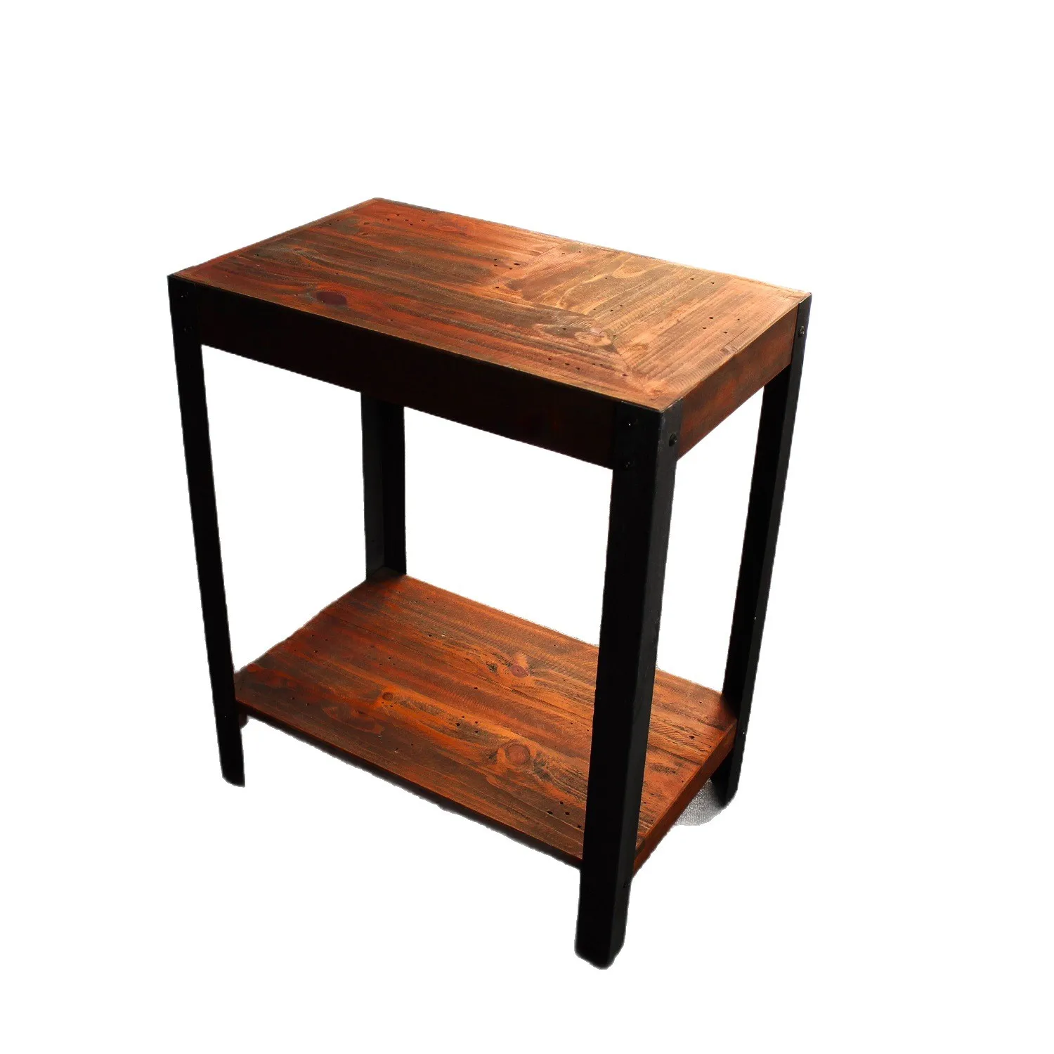 

American retro iron with pine layer rack home living room double layer bookshelf balcony casual edge few