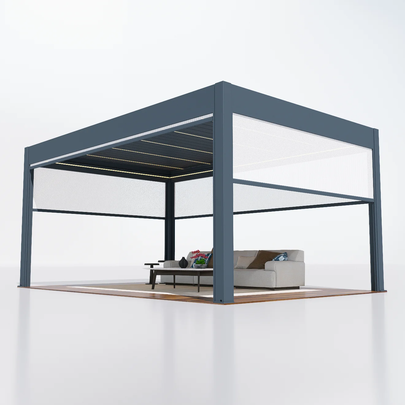 Model Garden Design Pergola Outdoor Aluminum Powder Coating Motorized Louvered Pergola Waterproof Canopy