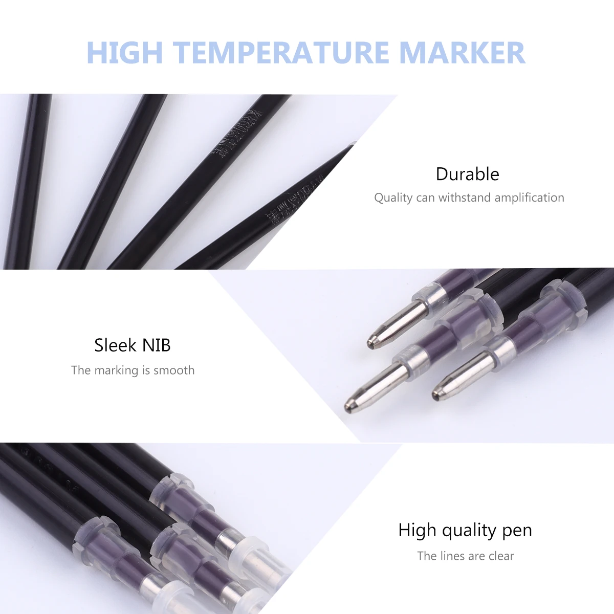 

100 Pcs High Temperature Marker Pen Fabric for Sewing Tools Clothing Black Refill Tailors'