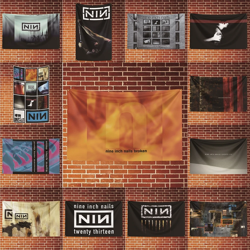 NIN Nine Inch Nails Music Flag Banner For Fan Party Tailgate Gathering Indoor Outdoor Backyard Home Festival Ornament Supply