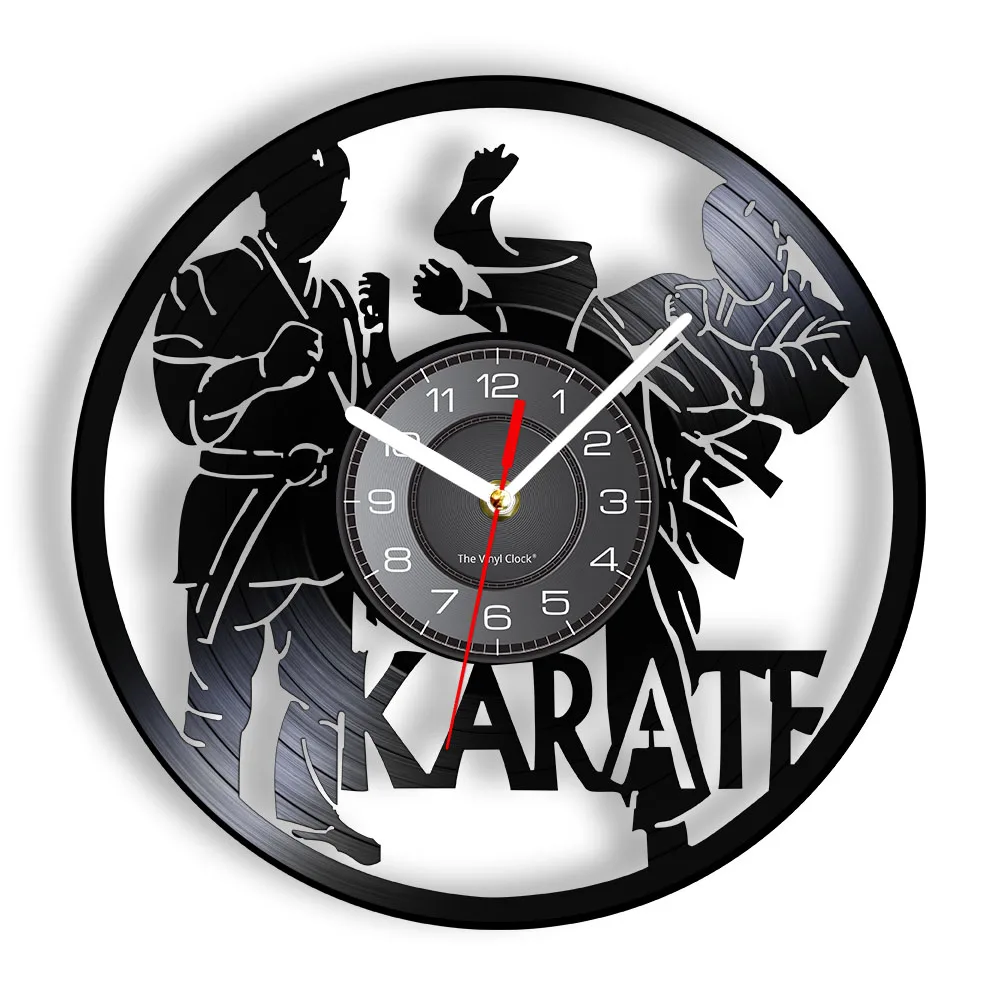 International Karate Vinyl Record Wall Clock Karate Partice Wall Decor Combat Karate Vintage Clock Gift For Fighting Sport Lover