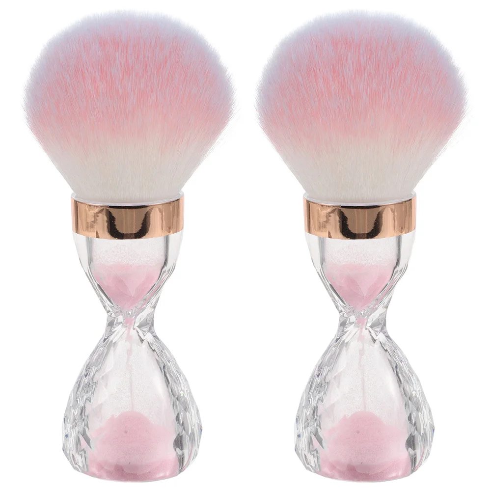 

2pcs Soft Art Dust Remover Powder Brush Cleaner For Acrylic Makeup Blush Foundation Brushes Pink Large Head Cleaning Tool