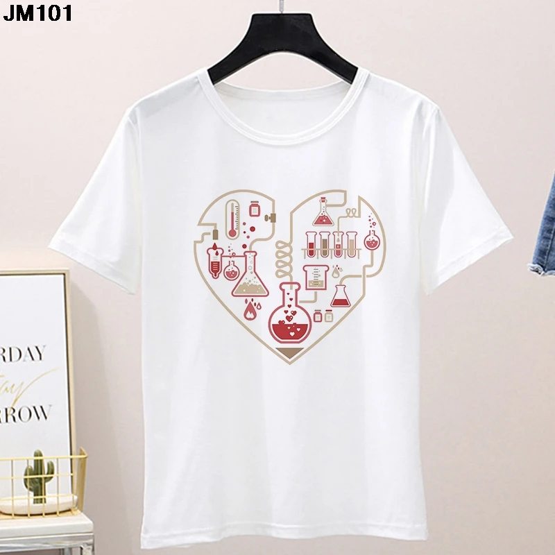 New Fashion Women T Shirt Kawaii Chemistry Is Awesome Printing Funny Graphic Tshirt Woman Harajuku White Female T-shirt Tops Tee