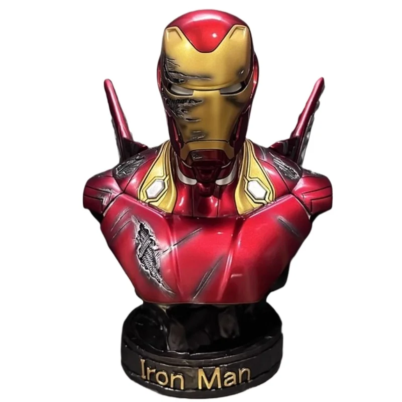 

35cm Iron Man MK50 Head Bust Portrait Figure Model Battle Damage Version Statue Collectible Home Decoration Toy