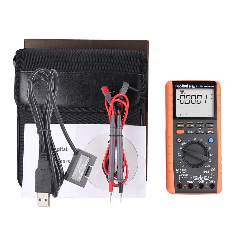 VICTOR 189A Multimetro digitale a vero RMS Gamma automatica/manuale AC DC 1000V 10A con termocoppia RTD Misuratore dBm