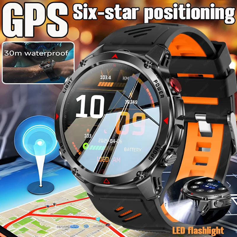 

2025 New Mens Smart Watch 360 * 360 Bluetooth Call Smartwatch Outdoor waterproof compass, altitude, air pressure GPS Smart Watch