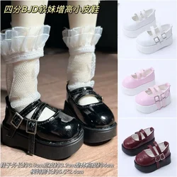 1/4 Doll's Shoes Heightened Thick Sole Small Bjd Leather Shoes Diy Girl Toys Dress Up Doll Accessories,Outer Size 6.8cm* 3.2cm
