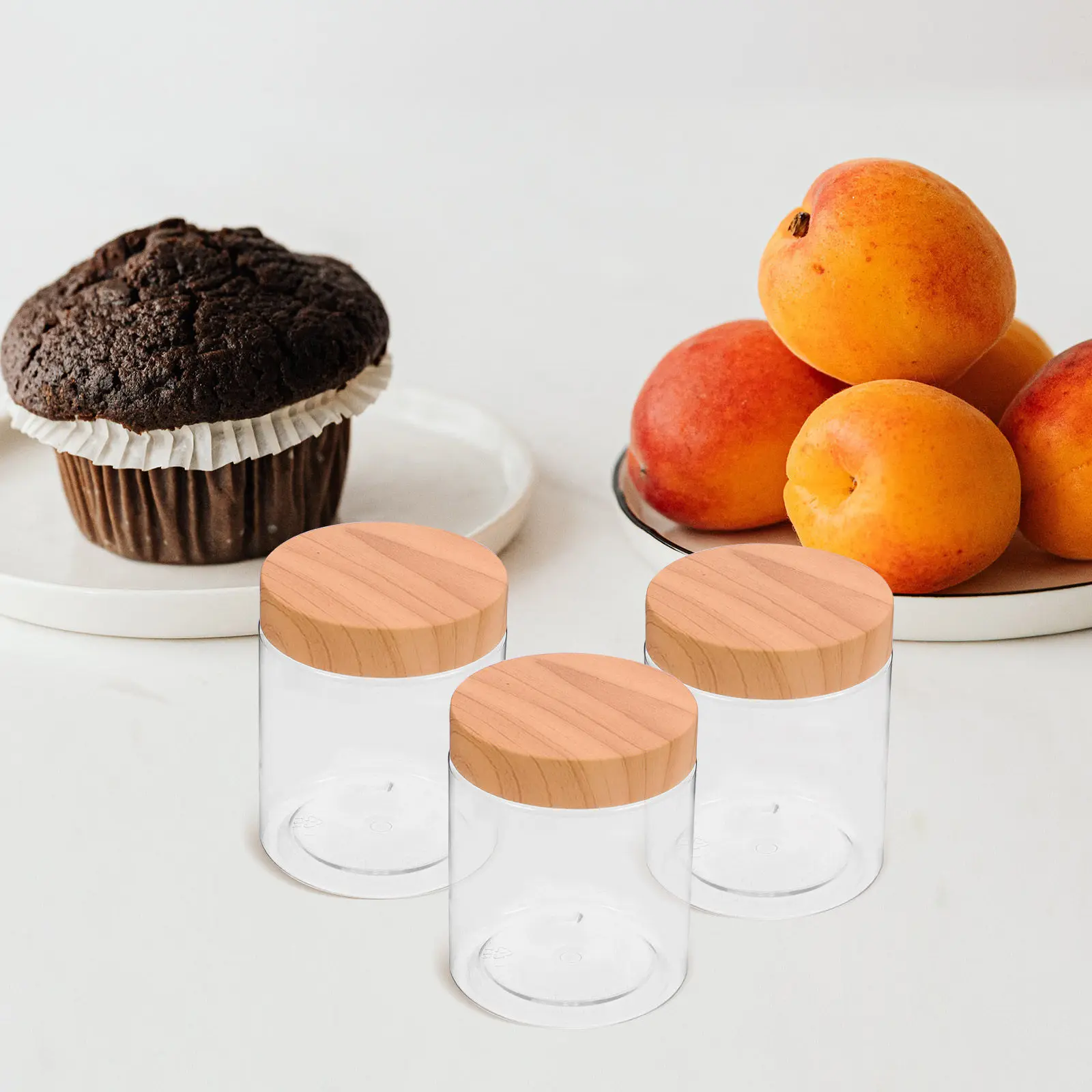 6Pcs Kitchen Storage Containers Airtight Clear Plastic Dry Food Storage Jars Large Capacity Canisters for Spice Candy Nuts