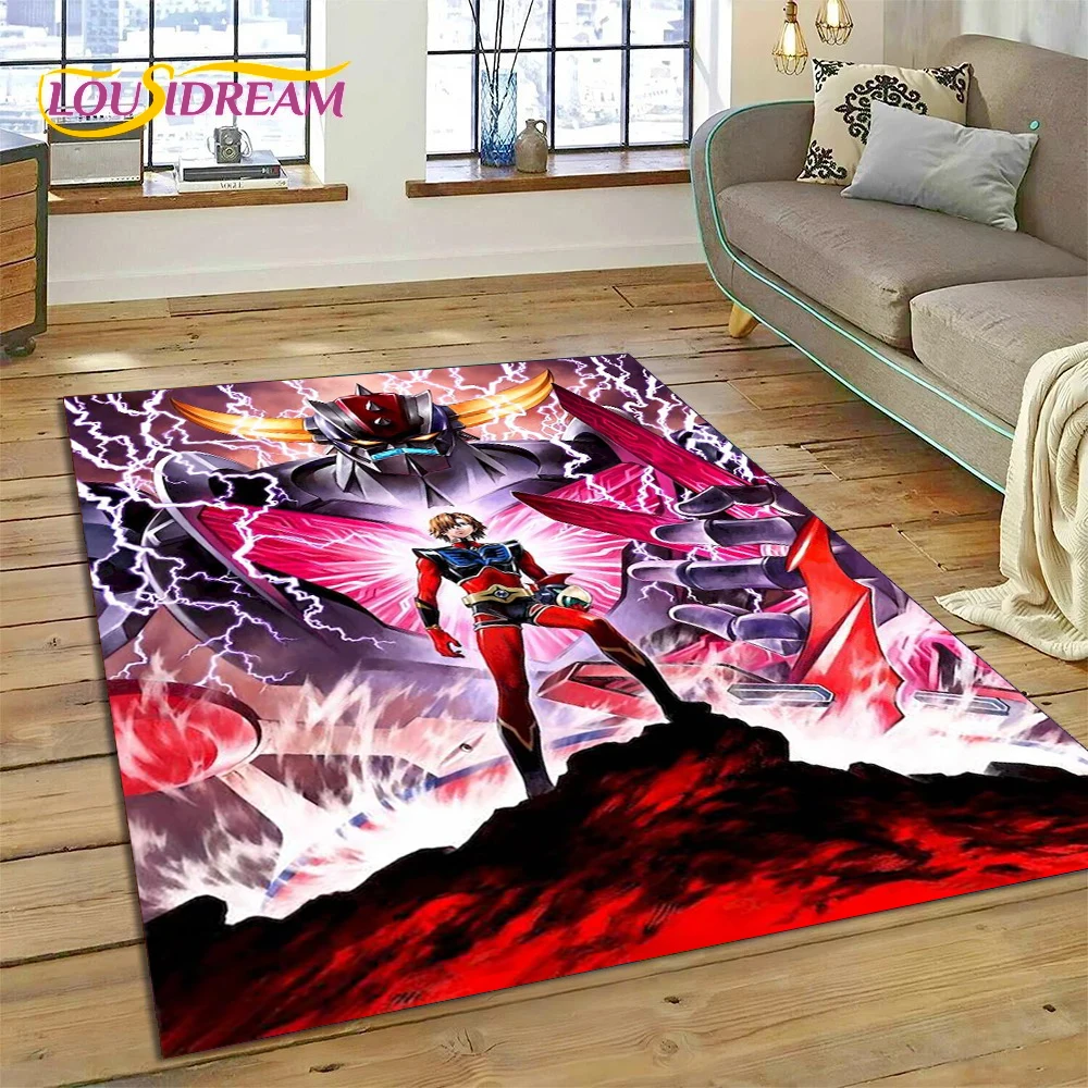 3D Cartoon UFO Robot Grendizer Anime Carpet Rug for Bedroom Living Room Home Sofa Decoration,Children Game Large Decor Floor Mat