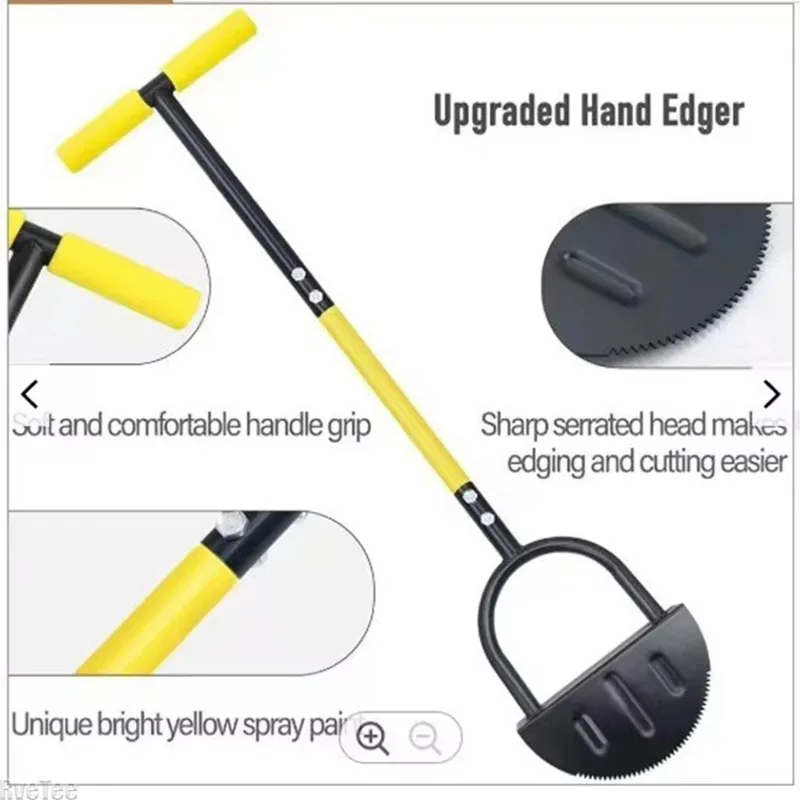 

Reinforced Manual Lawn Edger Shovel, Serrated Grass Saw Cutter for Easy Edging, T-Grip Garden Trimming Spade, Heavy Duty Tool