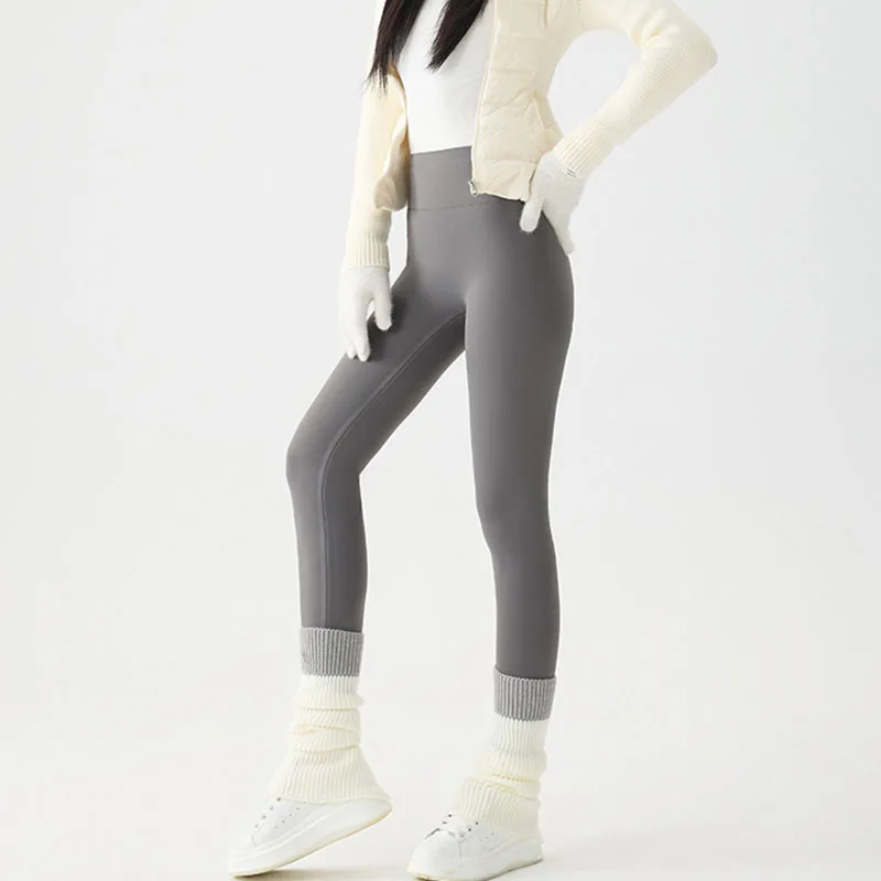 2025 جديد الشتاء زائد الصوف الدافئة طماق للنساء الكورية موضة عالية الخصر القرش السراويل رشاقته ضيق مطاطا اليوغا طماق