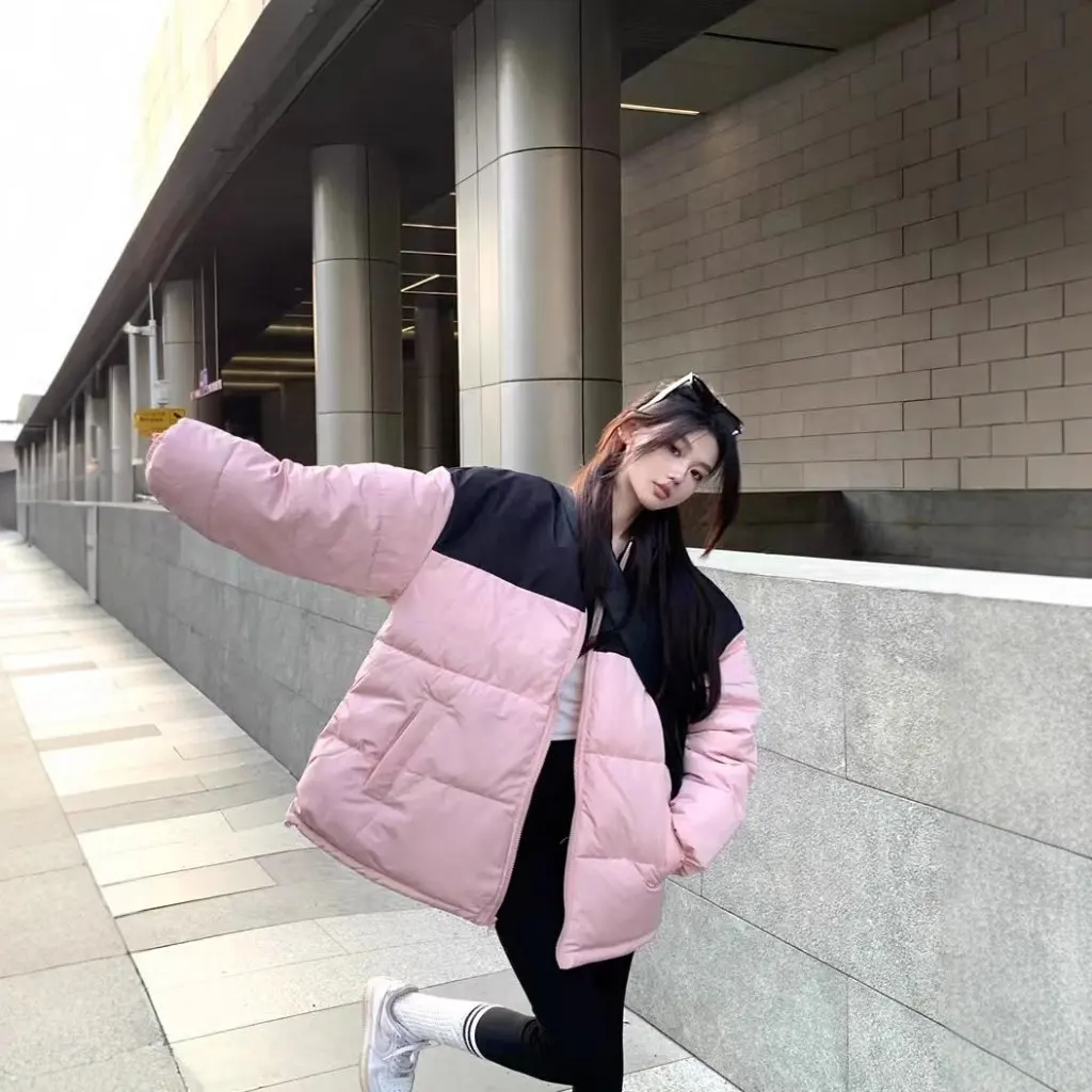 

Women's Cotton-Padded Coat Warm Loose Style Color-Matching American Fashion Winter New Sweet Academy-Style Wash-Free
