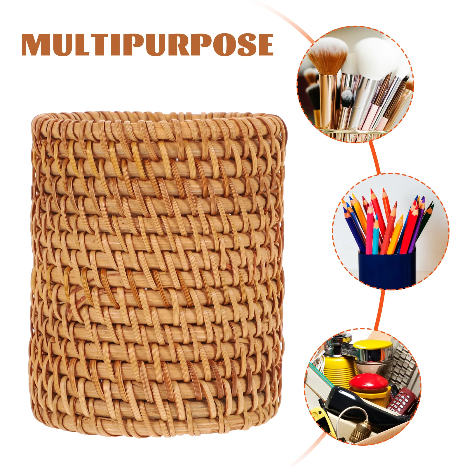 

Rattan Woven Pen Container Exquisite Desktop Organizer Suitable for Home Office School Hotel Gift Idea Stationery Storage