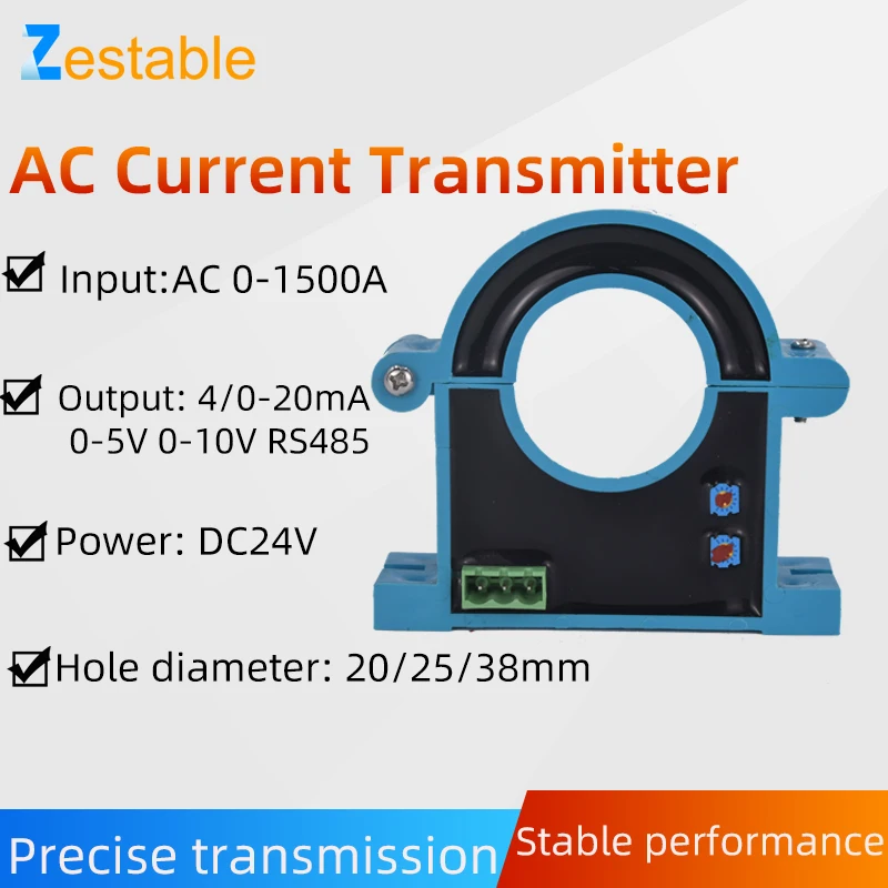 AC Current Transmitter Sensor ZA-K7 AC 0-50-1500A Input 4-20mA 0-5V 0-10V RS485 Output Open Loop Split Core Current Transducer
