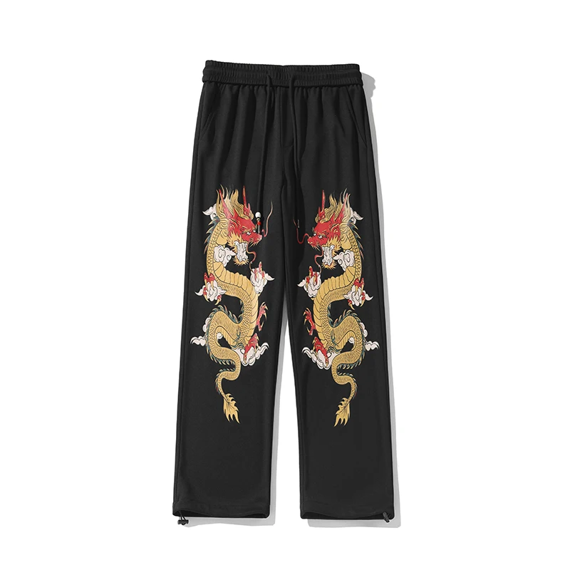 Dragon Printed Japanese Man Pants Work Wear Baggy Pants Men Streetwear Clothing Men's Work Pants Big Size 5XL 2024 Autumn New