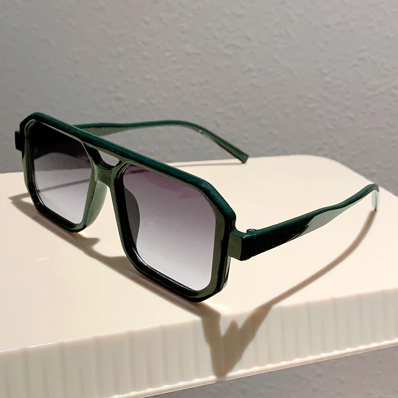 

New Double Bridges Square Sunglasses Women Fashion Gradient Eyewear Shades UV400 Retro Polygon Men Sun Glasses