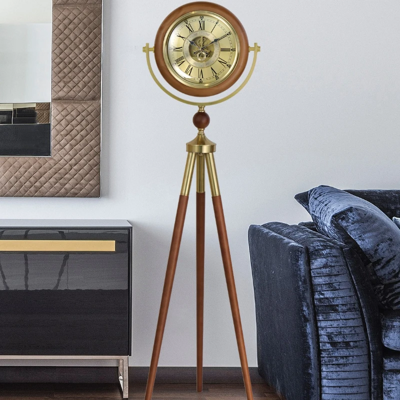 Vertical clock European style light luxury home decoration living room solid wood imitation mechanical quartz floor clock