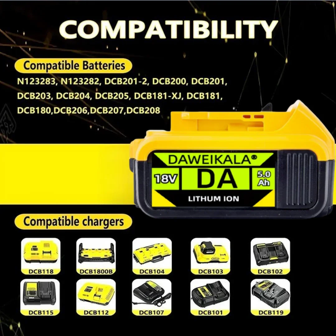 

bateria 18V 5Ah 6Ah kompatybilna z elektronarzędziami DeWalt DCF887 DCG405 DCD791 DCF922 20V Litowa bateria zamienna