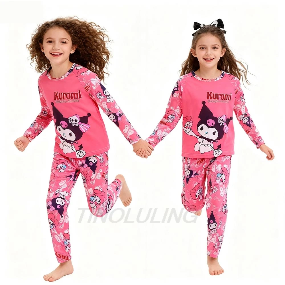 

Disney Kuromi Pyjamas Set for Toddlers Cartoon Long Sleeve Sleepwear Boys Girls Christmas Stitch Cosplay Pajamas Homewear