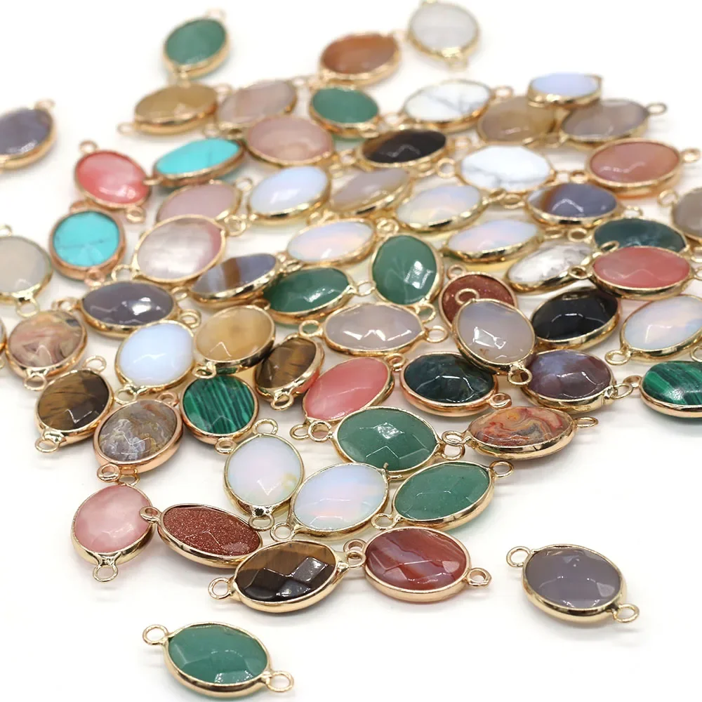 1PCS New Hot-selling Natural Semi-precious Stone Egg-shaped Cut Bread Edge Fashionable and Exquisite Connector Size 25x14x7mm