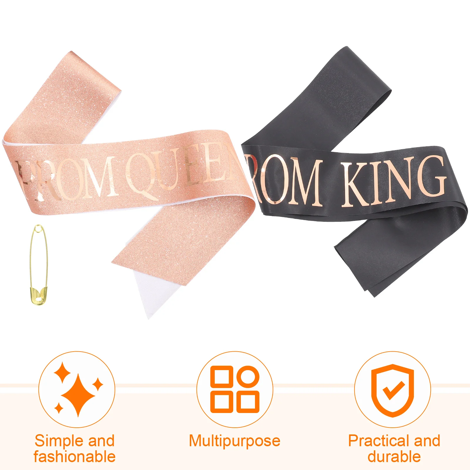 

2Pcs Prom Sashes Noble Temperament Versatile Use Fine Craftsmanship Comfortable Graduation Party Decor Letter