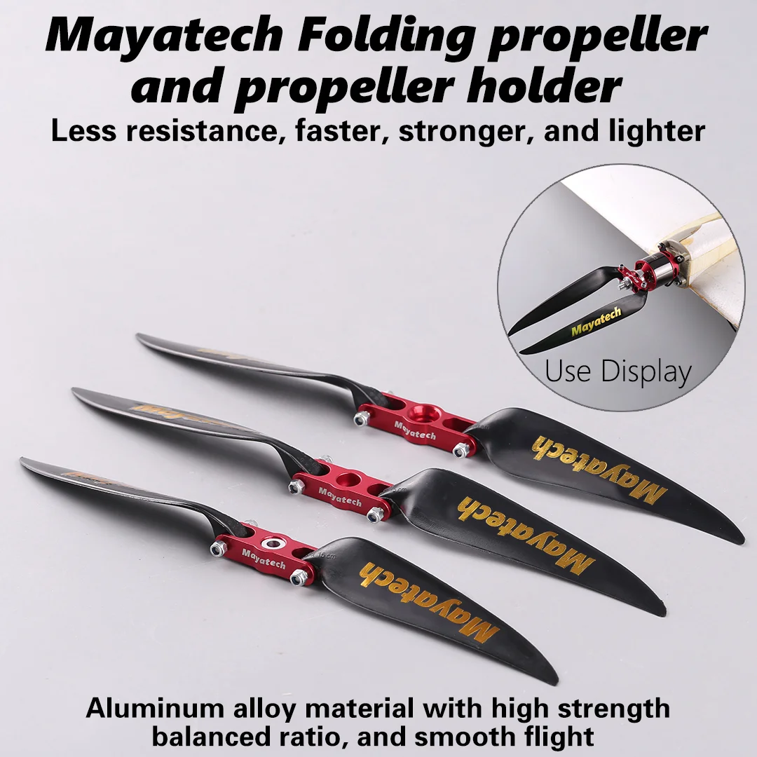 Mayatech 5MM Model Aircraft Propeller Package Metal & Nylon Folding Props Fixed Wing Clamp Seat for RC Planes