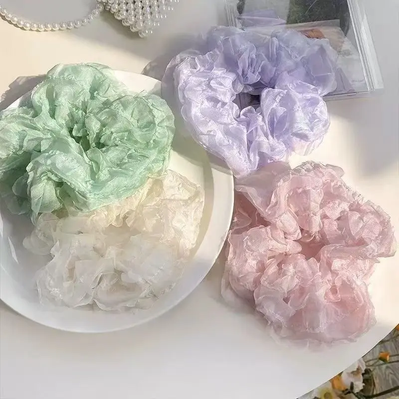 

Spring Fluffy Mesh Hair Ring For Women With high-end Sense Of Sequin Hair Ring For Women With Headband For Women With Hair Tie