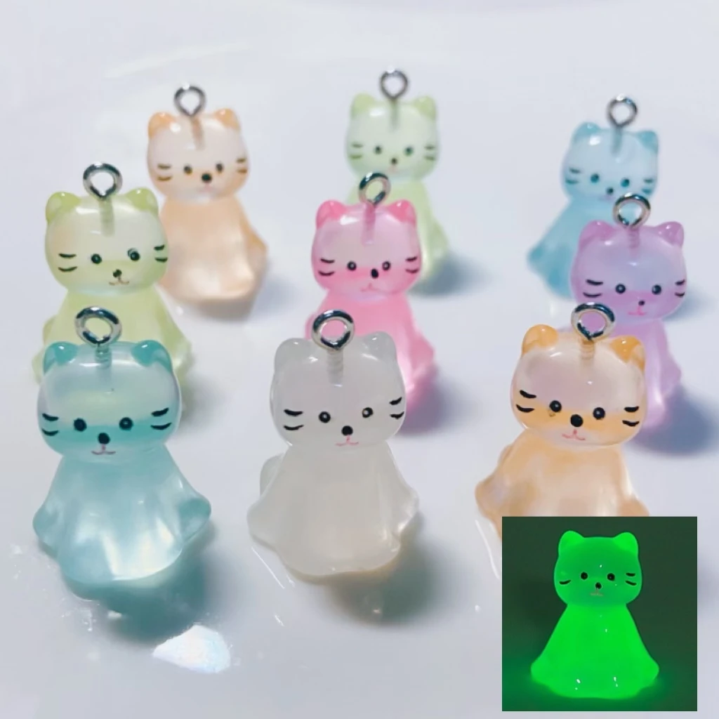 10 adet Kawaii 3D karikatür reçine kedi köpek hayvan Charms kolye DIY takı yapma aksesuarları anahtarlık küpe