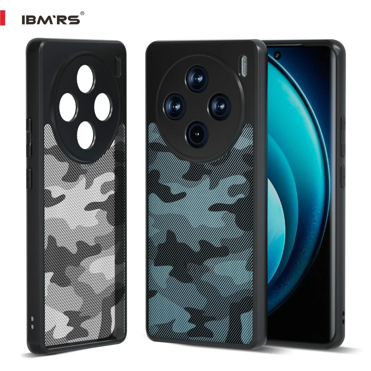 

IBMRS for Vivo X100S Pro Camo Case, Shockproof Cover, PC+TPU Dual Layer Heavy Duty Armor