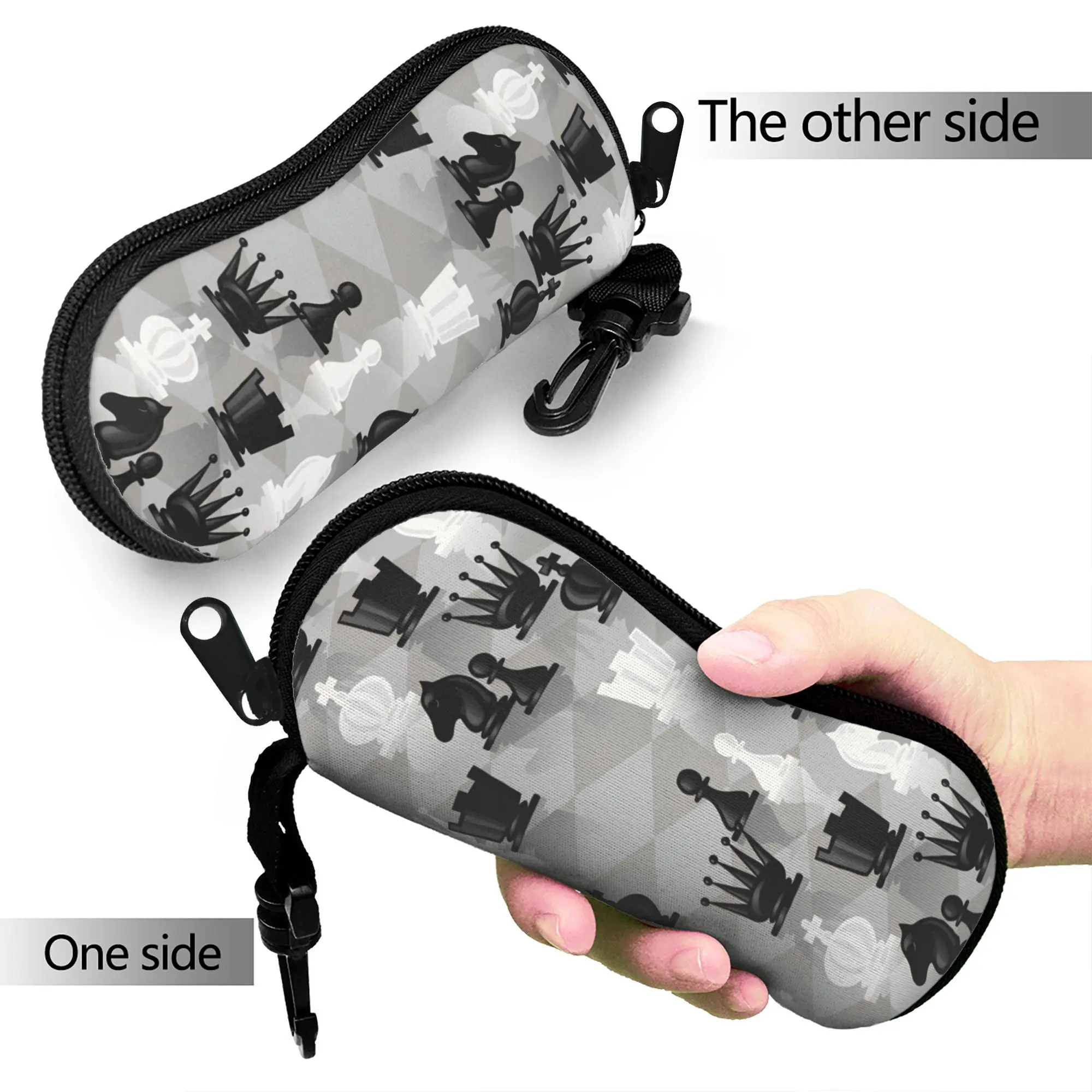Chess Pattern Game Pieces   Glasses Case  Sunglasses Case Travel Vintage Eyewear Accessory Print Men Women Eyeglass Protector