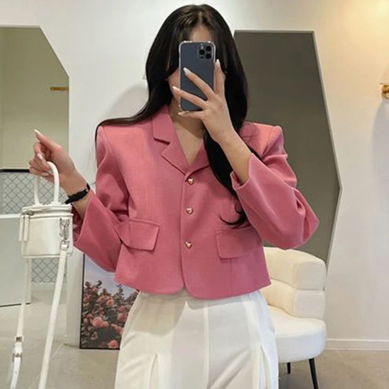 Chic Vintage ort Cappotto su misura Femm Bottone singolo Design Senso Vestibilità ampia Colletto a cuore Jaet Dolce Sle Cotone Primavera