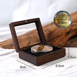 Walnut Wood Commemorative Coin Badge Box Gift Box Silver Coin Badge Ancient Coin Collection Box Gift Box